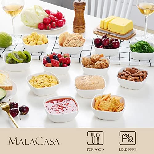 MALACASA 5 oz Porcelain Dip Bowls Set, 12 Pack Small Ramekins