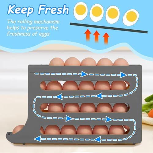 4-Tier Egg Dispenser for Refrigerator, 30-Egg