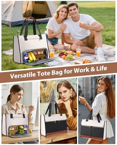 Lunch Tote Bag for Women - 15.6 Inch Laptop Work Bag with Insulated