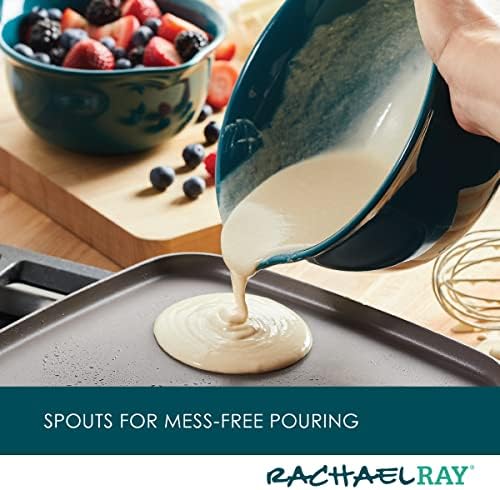Rachael Ray Ceramics Nesting Mixing Bowl Set with Pour Spout, 1 Quart