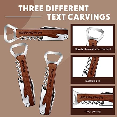 Lounsweer 8 Set Groomsmen Bottle Opener Corkscrew Wine Opener