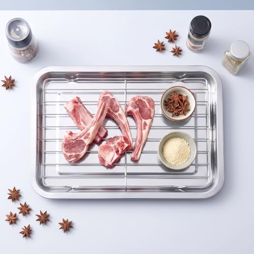 3 Set Baking Sheet Pan with Cooling Rack Set, Stainless Steel Quarter