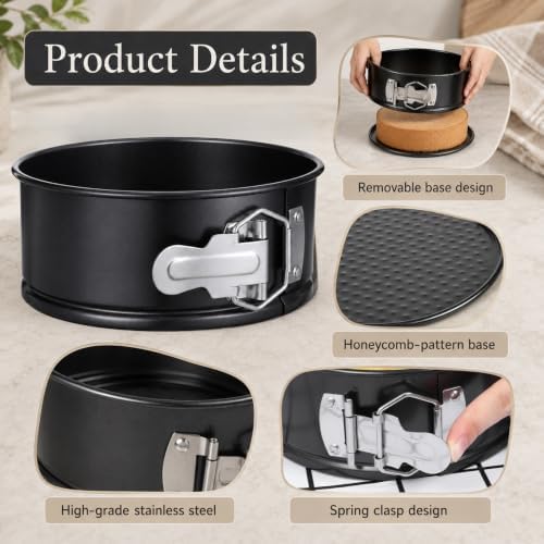 4 Pcs 6 Inch Non Stick Springform Pan with Baking Papers