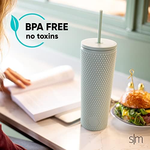 Simple Modern Textured Plastic Tumbler, Straw Lid | 24oz | Beige