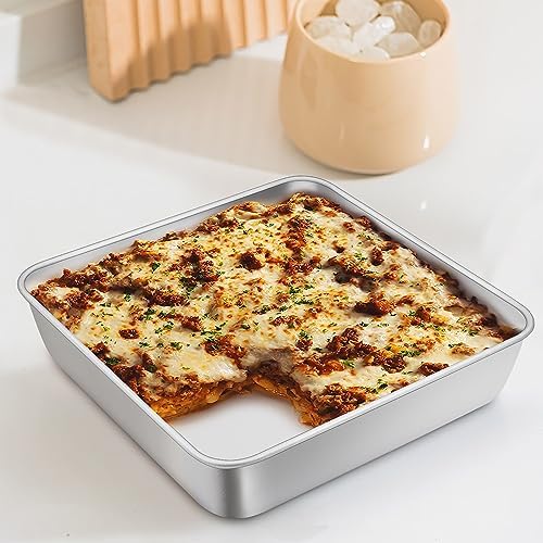 TeamFar 9 x 9 Baking Pan, Square Cake Pan with Lid - 1 Pan + 1 Lid