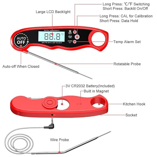 RIWUSI Meat Thermometer Digital, Instant Read Food Thermometer - Image 7