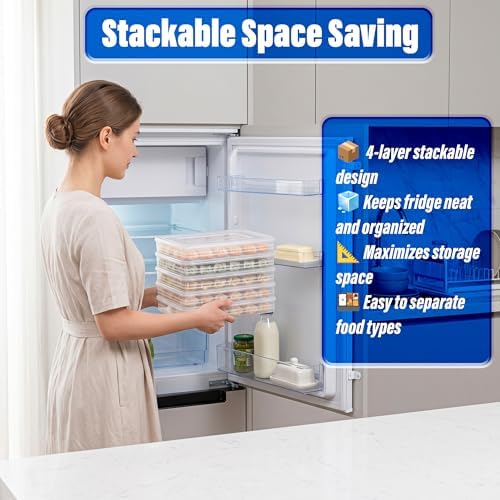 4PCS Dumpling Storage Containers with Lids, Transparent