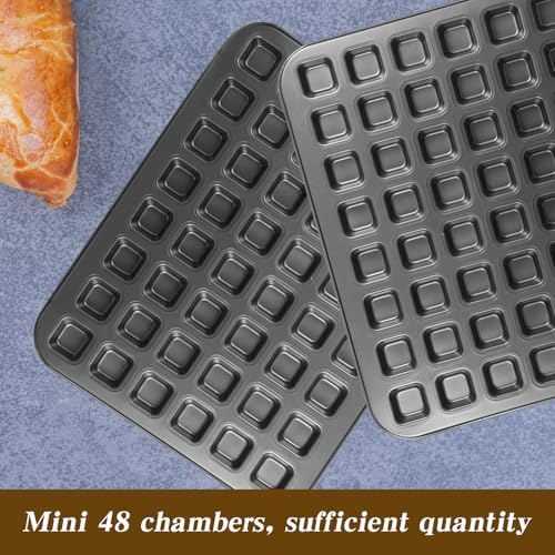 2 Pcs 48-cavity Mini Brownie Bites Baking Pan Mini Square Cake Pans