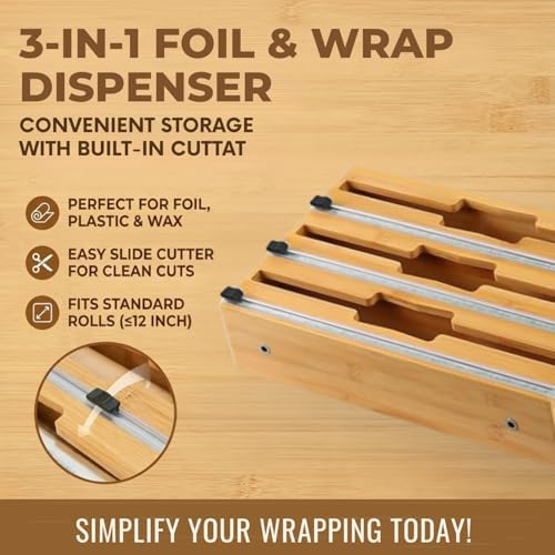 9 in 1 Storage Bag Organizer for Kitchen Drawer, Bamboo Foil and