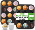 NutriChef Muffin Pans for Baking 2-Pack | Nonstick 12 Mold Cupcake
