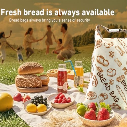1-Pack Reusable Beeswax Bread Bag, XL Organic Cotton