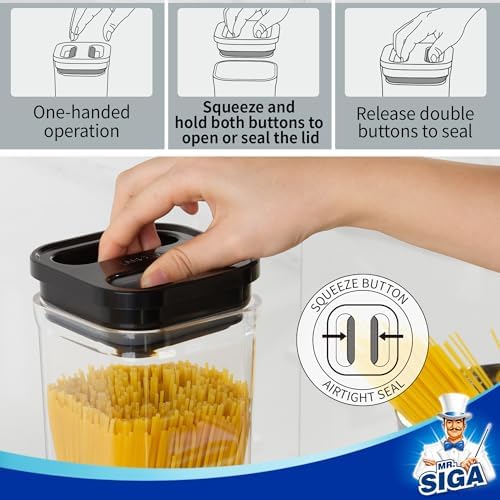 MR.SIGA 6 Piece Airtight Food Storage Container Set for Pantry Organization