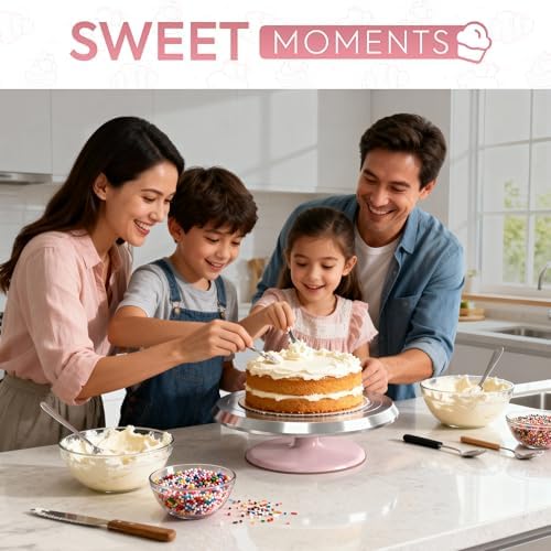 Riccle 12 Inch Pink Aluminum Alloy Revolving Cake Stand