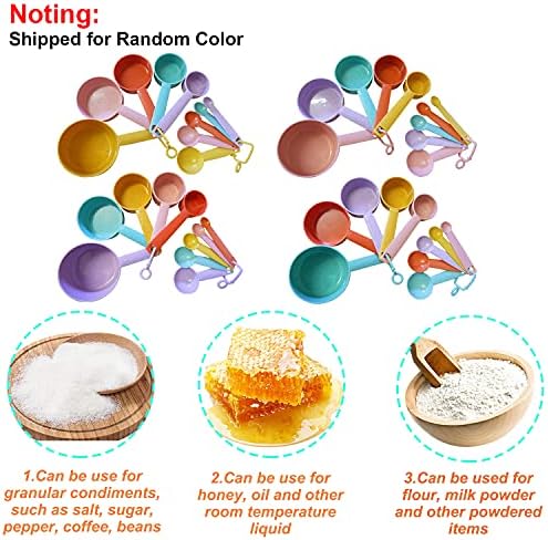 Plastic Measuring Cups and Spoons Set - 10 Pcs Colorful Kitchen