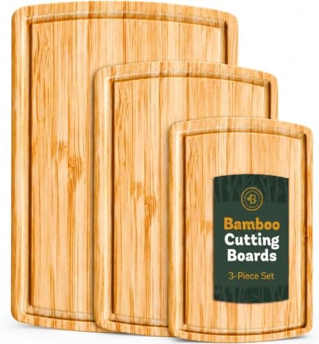 Bamboo Cutting Boards for Kitchen, Non Toxic Wooden Chopping Board
