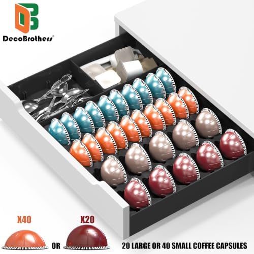 Deco Brothers Wood Top Vertuo Pod Holder Drawer with Divider & Side