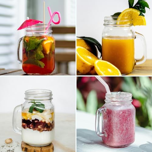 Maredash 16 oz Mason Jar Cups with Handle,Mason Jar Cups 8pack