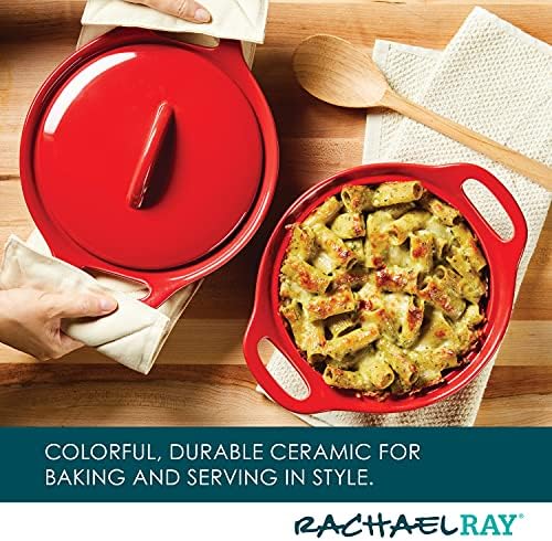 Rachael Ray Ceramic Casserole Baker Set, 3-Piece, Red