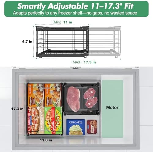 ADRIMER Freezer Organizer Bins, 2 Packs Foldable & Stackable Chest
