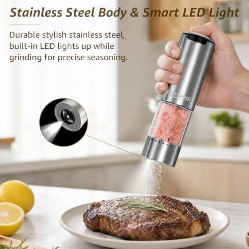 Electric Salt and Pepper Grinder Set, Type-C Charging