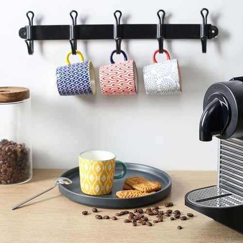 Selamica Ceramic 5 Oz Espresso Cups Set of 4, Assorted Colors