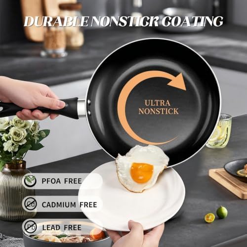 BECIGAR 8 Pcs Ceramic Pots and Pans Set, Cooking Pan Set, Nonstick