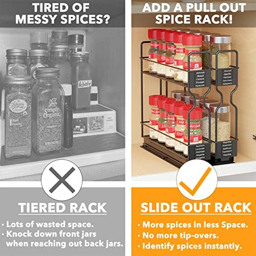 SpaceAid Pull Out Spice Rack Organizer for Cabinet, Heavy Duty Slide