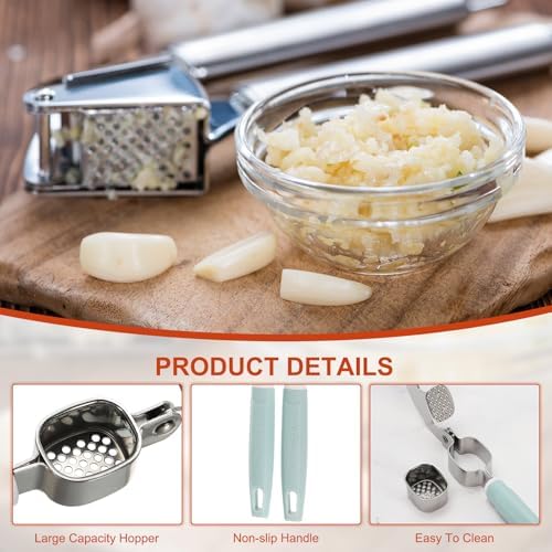 uxcell 2pcs Garlic Press, 7.7 Inch Stainless Steel
