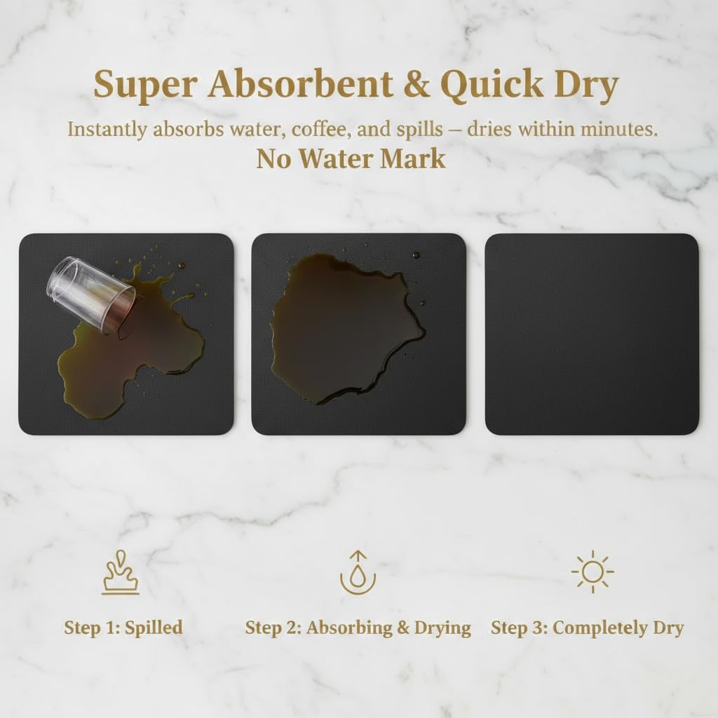 Black Dish Drying Mat – Super Absorbent, Non-Slip, 16x12 in