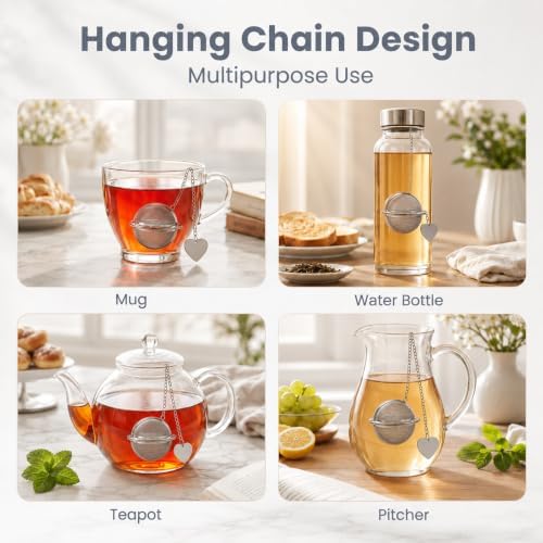 2Pcs Tea Ball for Loose Leaf Tea with Spoon, Fine Mesh Loose Leaf