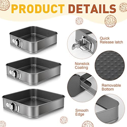 Zubebe Springform Cake Pan Square Non Stick Baking Pan