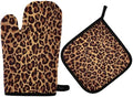 QMXO Animal Leopard Skin Pattern Oven Mitts Quilted Cotton Lining
