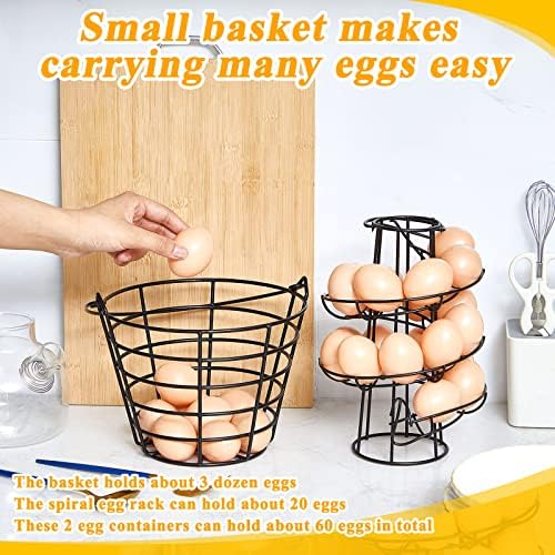 Zubebe 2 Pcs Egg Basket Spiral Holder for Fresh Eggs, 9.4'', Handle