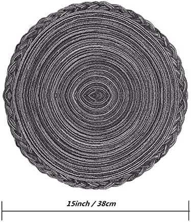 Placemats, Round Braided Placemats for Dining Table Diameter 15 inch