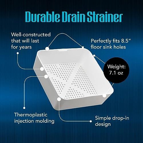 8.5-Inch Square Floor Sink Drain Cover, Plastic Drain Basket