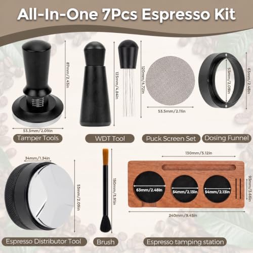 7 Pack Espresso Accessories Kit, 54mm Coffee Tool Set – Tamping