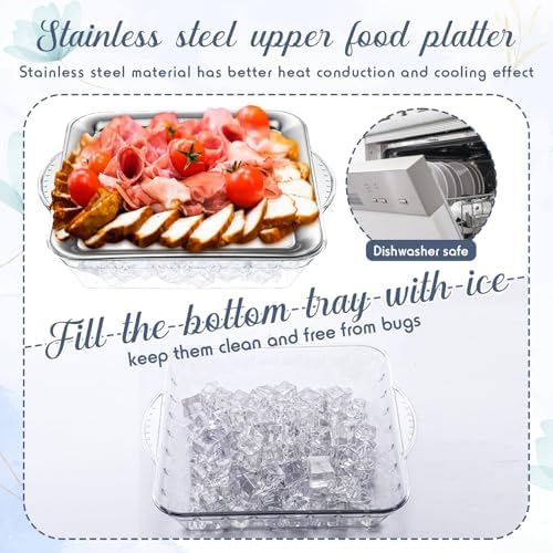 Baderke 2 Set 9" Chilled Serving Tray for Parties with Compartments