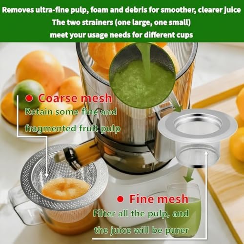 2Pack 304 Stainless Steel Juice Strainer for Nama J2, Hands-Free Pulp