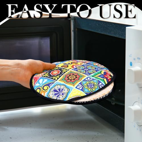 Honeydak 2 Pcs 12 Inch Tortilla Warmer Pouch,Mexican Tiles