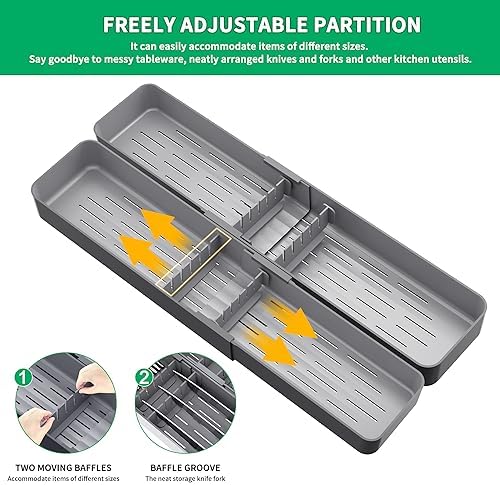 Kitchen Drawer Silverware Organizer, Adjustable Cutlery Organizer