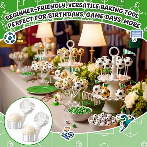 2 Pcs Soccer Cake Pop Mold with 100 Pcs Sticks, Soccer Mold