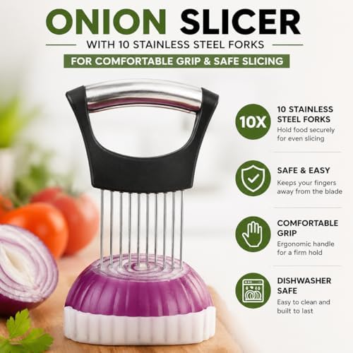 304 Stainless Steel Onion Holder Slicer, Food Slicing Assistant Tool