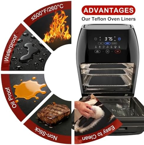 5pcs Reusable Air Fryer Oven Liners Compatible with Chefman XL 10QT
