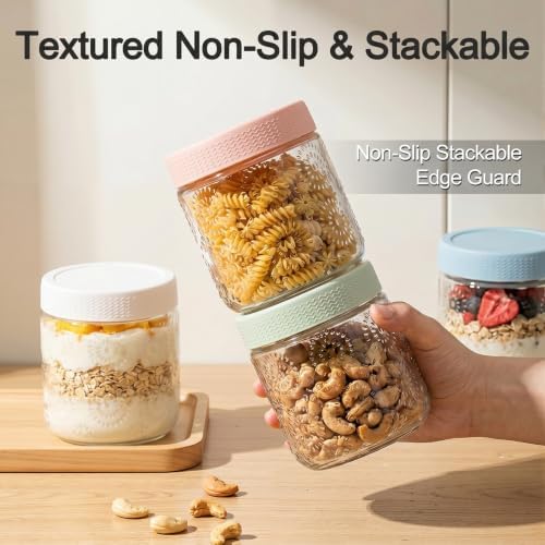 6 Pack 16 oz Glass Overnight Oats Containers with Lids