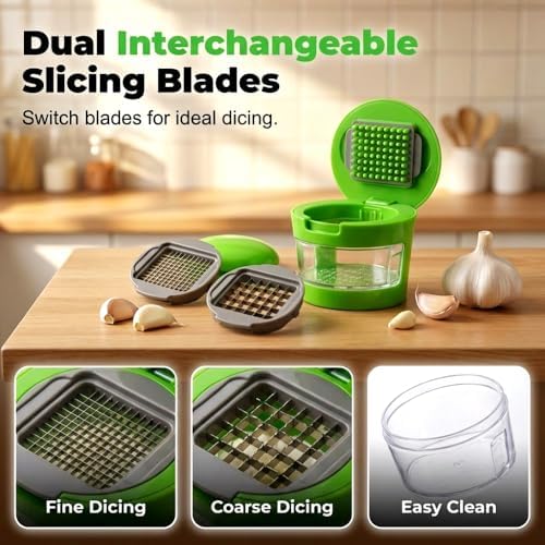 Mini Hand Garlic Mincer and Press with Collection Container (2)