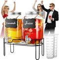 1 Gallon Glass Drink Dispensers For Parties, 2 Pack Beverage