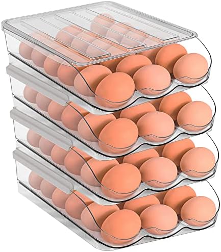 Sooyee 4-Layer Rolling Egg Container, Clear