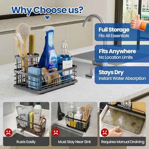 Extra Large Sink Caddy, Sponge and Brush Holder