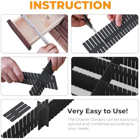 Adjustable Drawer Dividers, Cut to Fit Plastic Organizer Strips