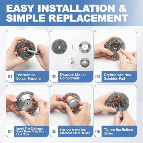 10Pcs Steel Wool Scrubber Set with 2Pcs Handles